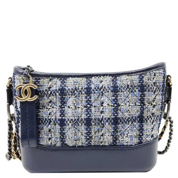 Chanel Gabrielle Small Tweed Crossbody Bag Navy Blue - Picture 3 of 13